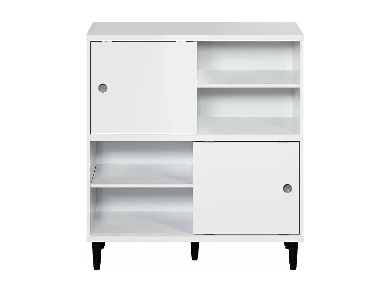 Evolution wandkast 2 deuren, 4 planken wit, zwart.