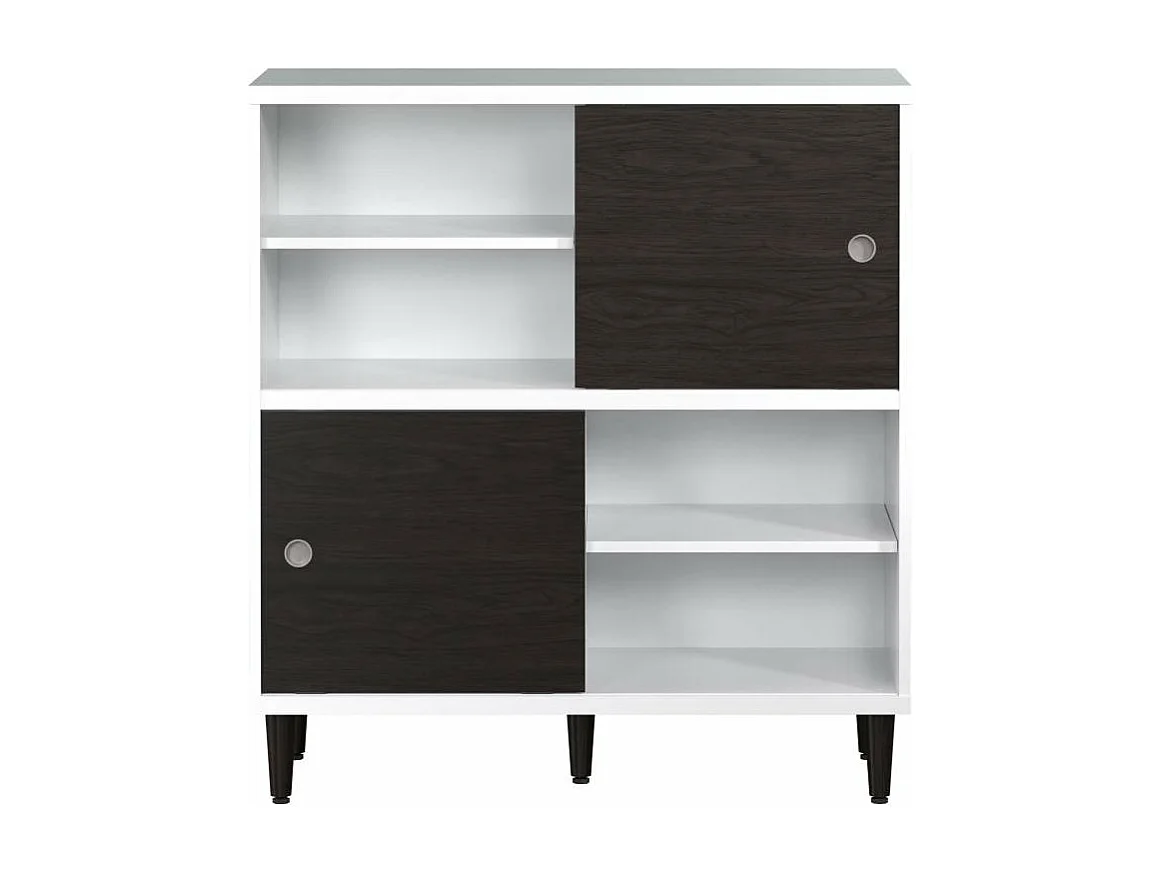 Evolution wandkast 2 deuren, 4 planken wit, zwart.