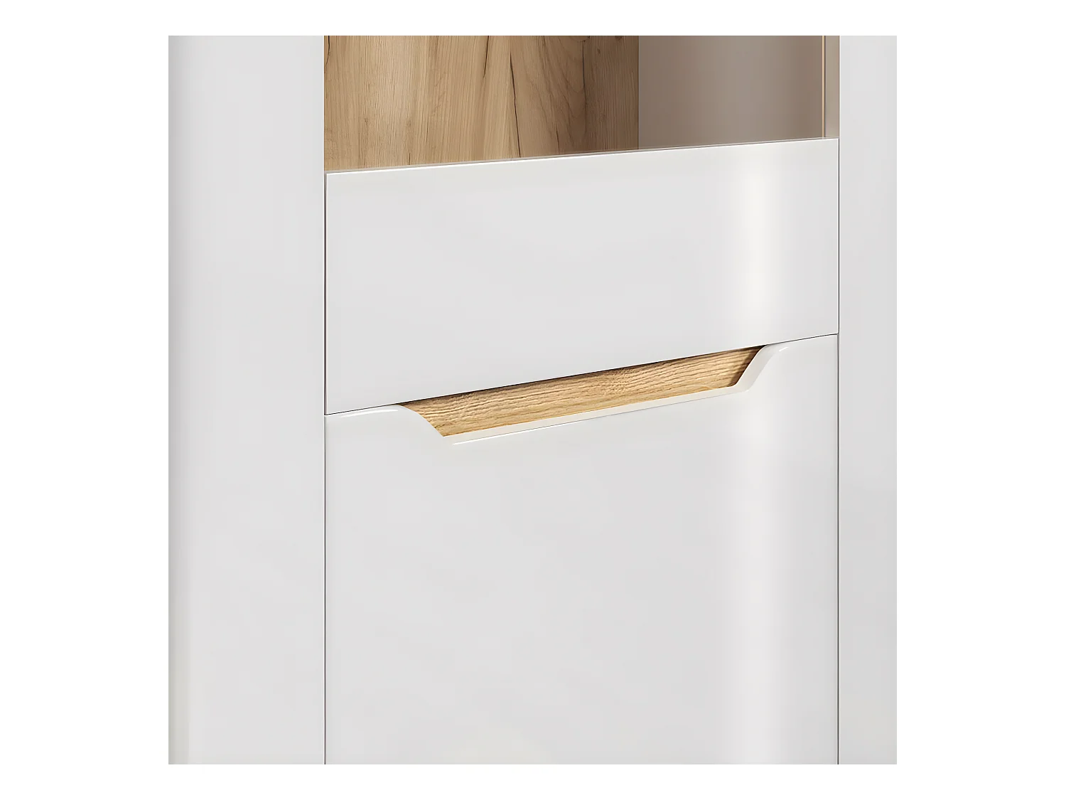 Marlon bibliothèque système blanc, chêne décor, brillant blanc.