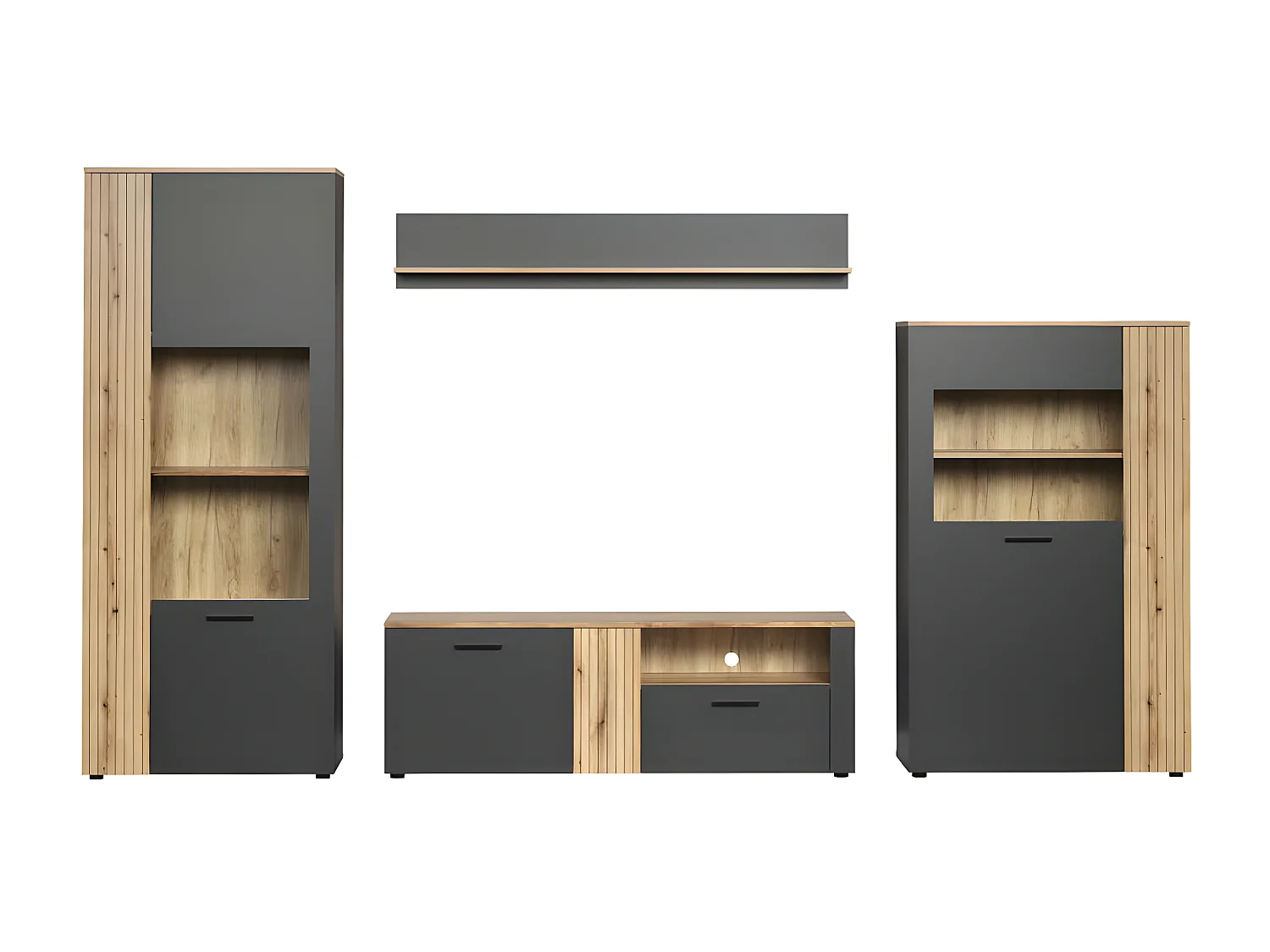 Esteban wandkast systeem eik decor, grijs.