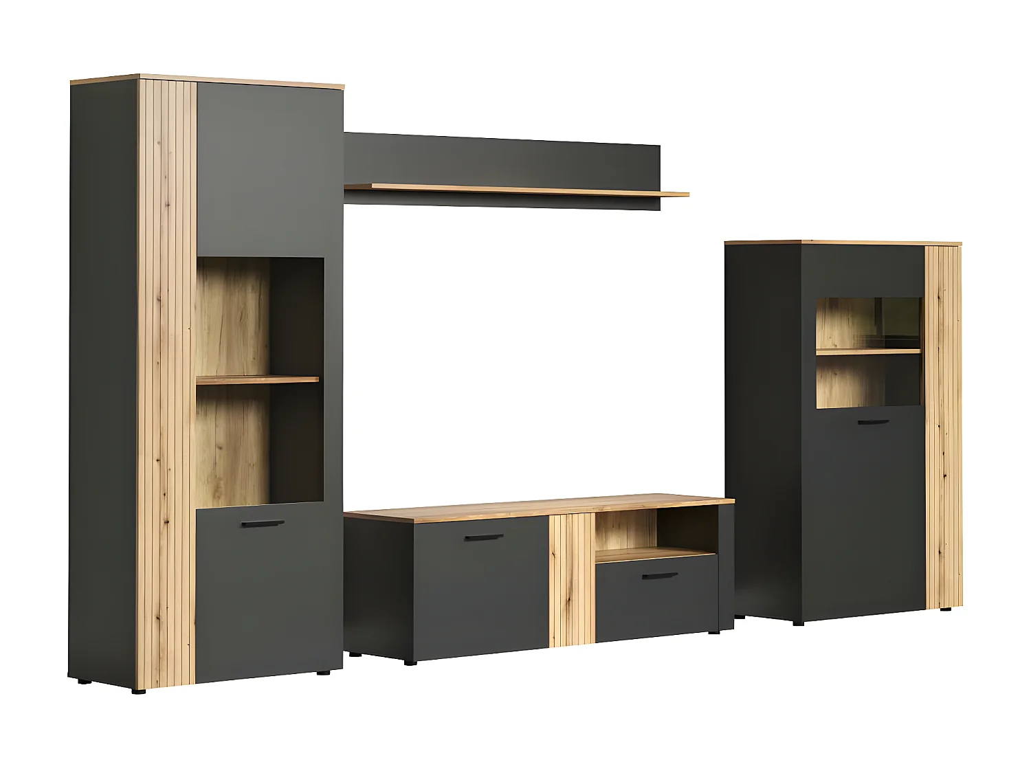 Esteban wandkast systeem eik decor, grijs.