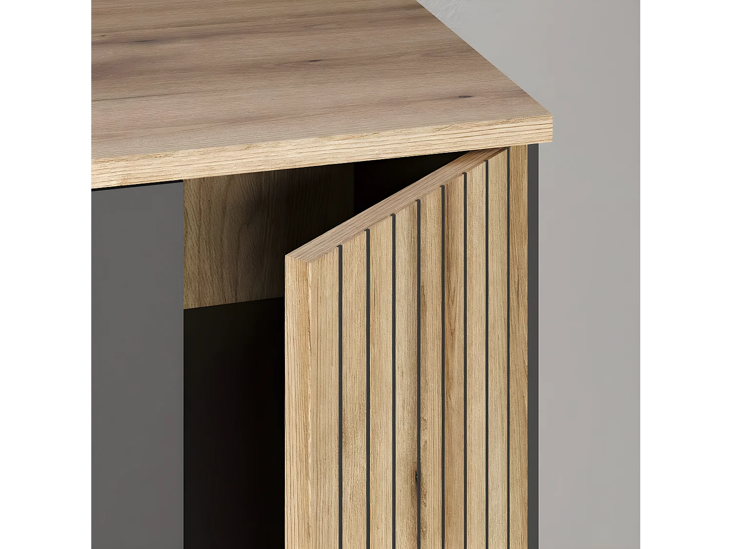 Esteban wandkast systeem eik decor, grijs.