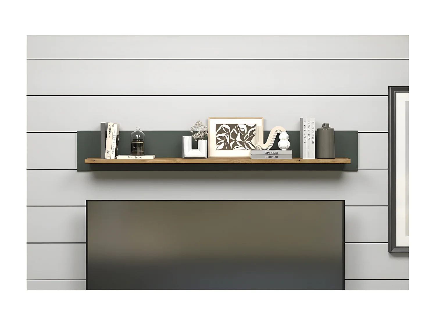 Stanton wandkast wandplank groen, eik decor.