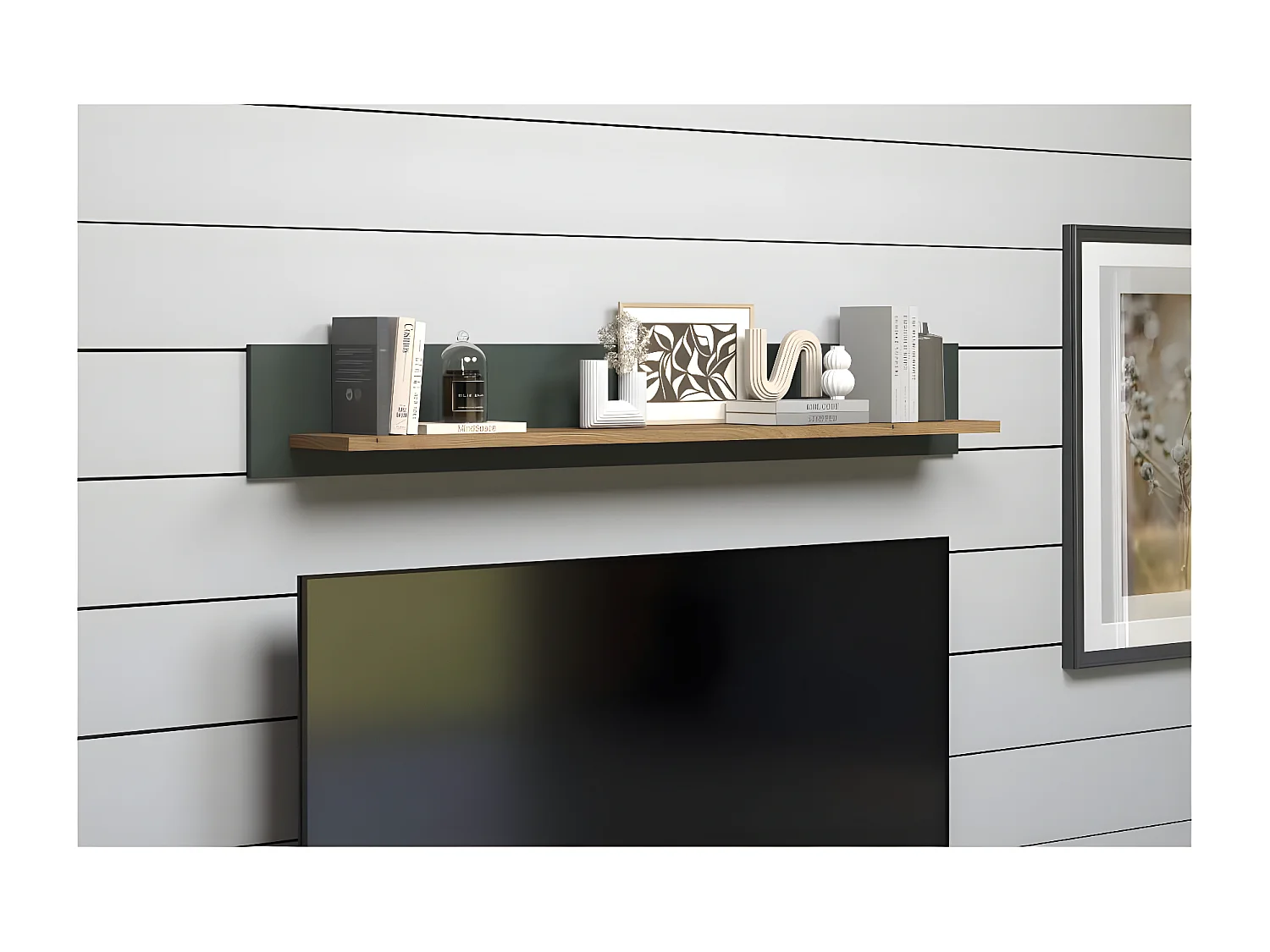 Stanton wandkast wandplank groen, eik decor.