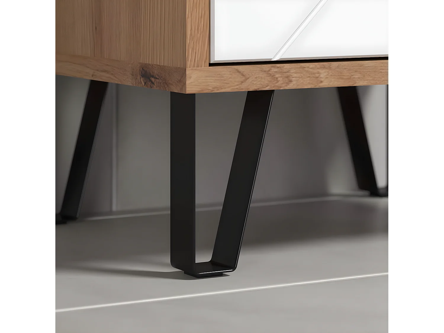 Touch Hochschrank Bad wandhängend Eiche dekor, weiß matt.