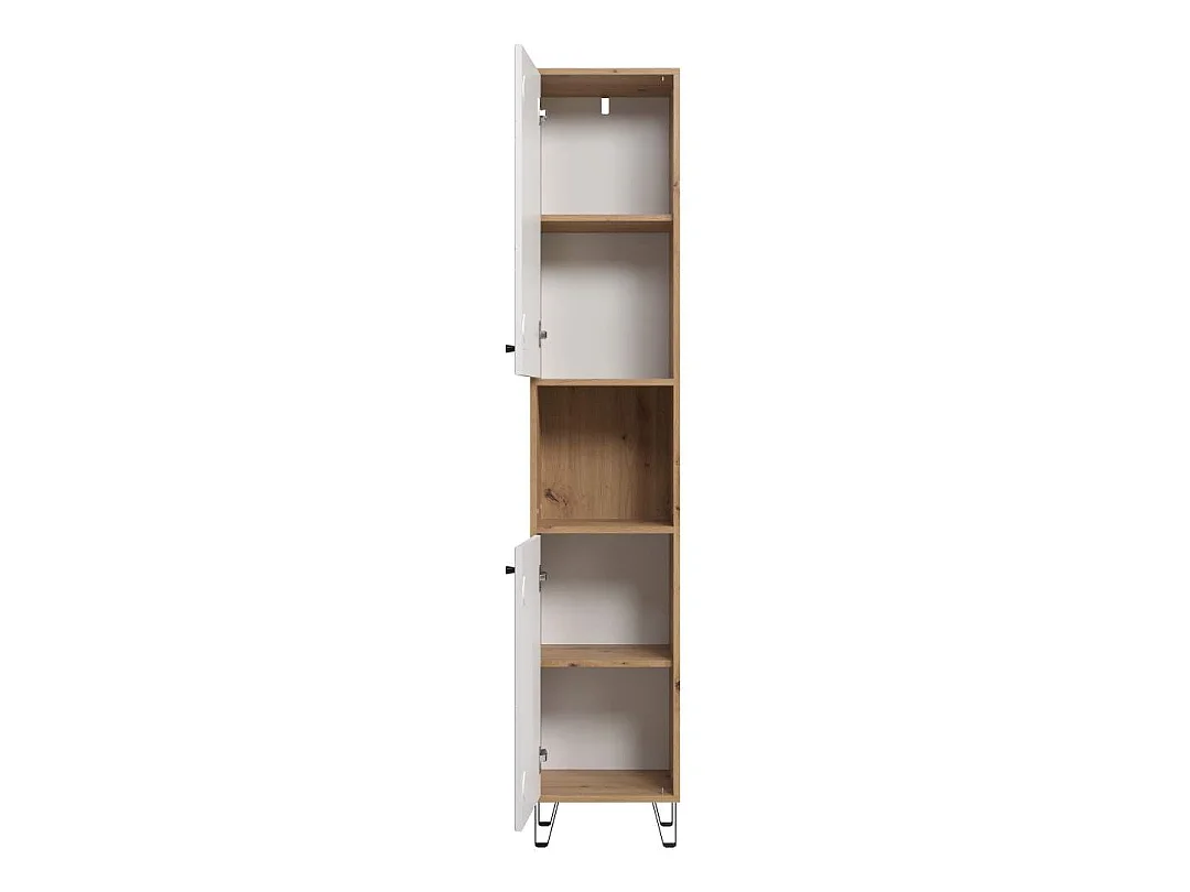 Touch kolomkast wandmontage eik decor, wit mat.