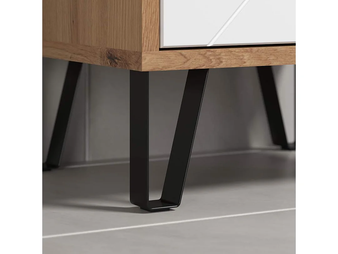 Touch kolomkast wandmontage eik decor, wit mat.