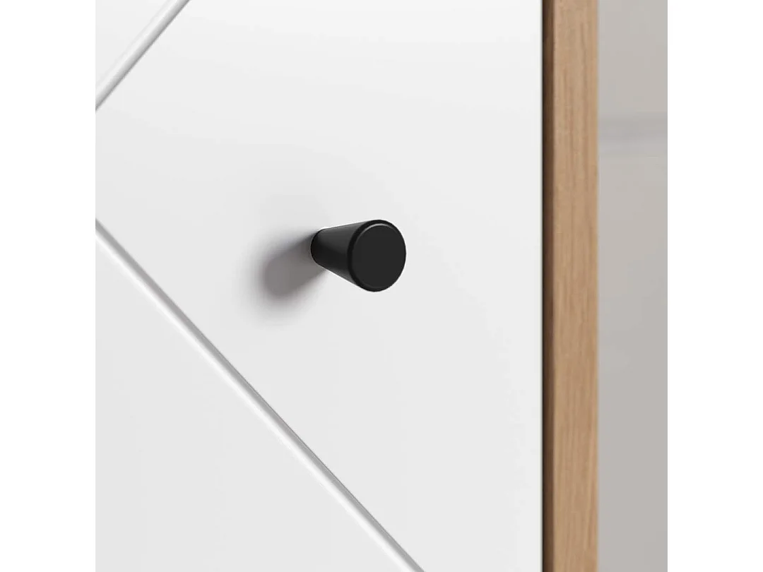 Touch kolomkast wandmontage eik decor, wit mat.