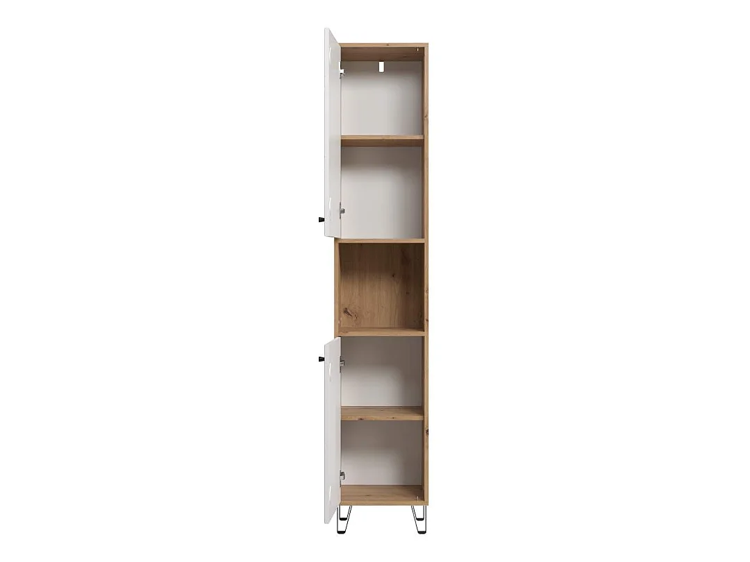 Touch kolomkast wandmontage eik decor, wit mat.