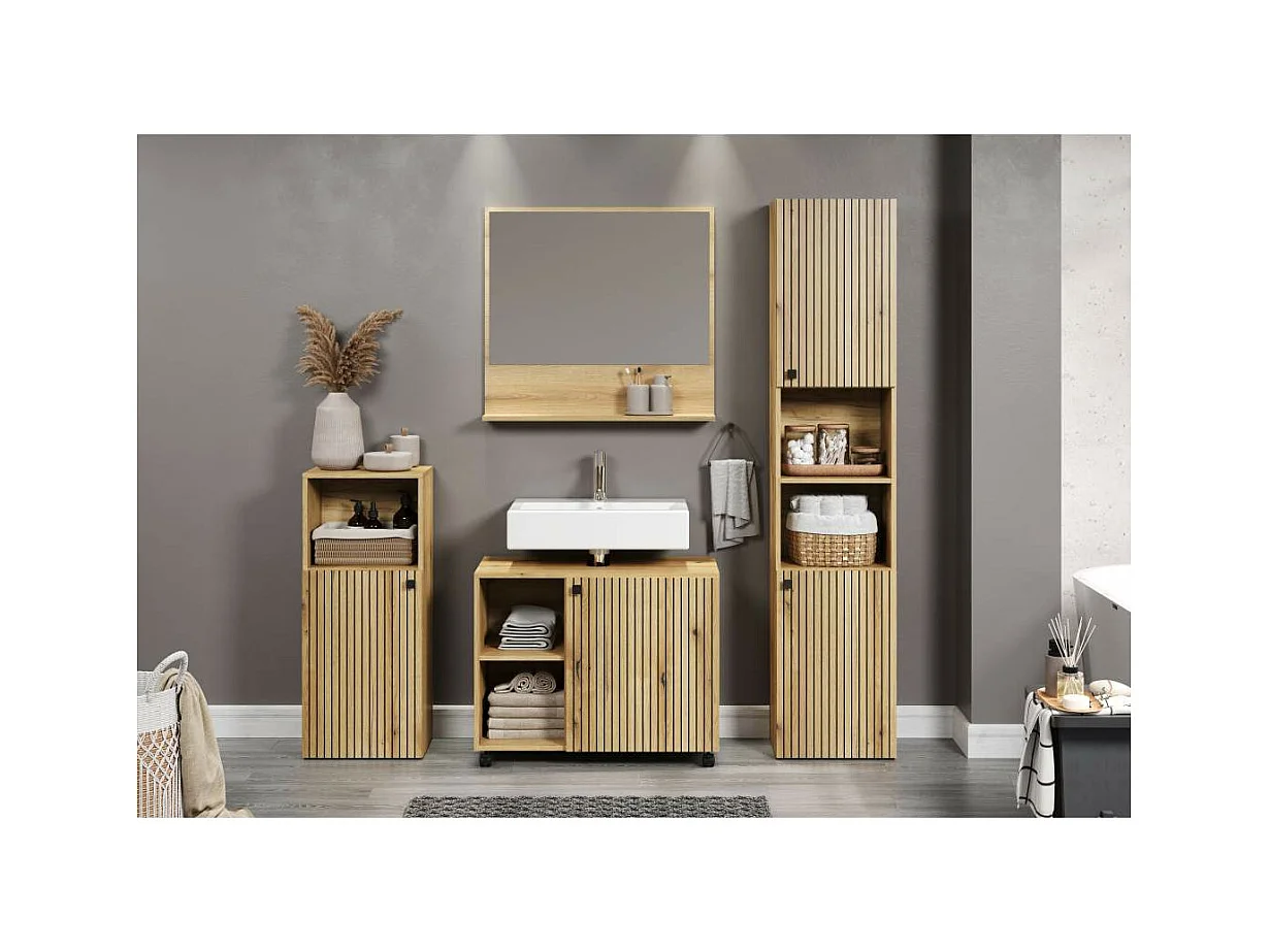 PureBliss armoire haute pour salle de bain chêne décor.