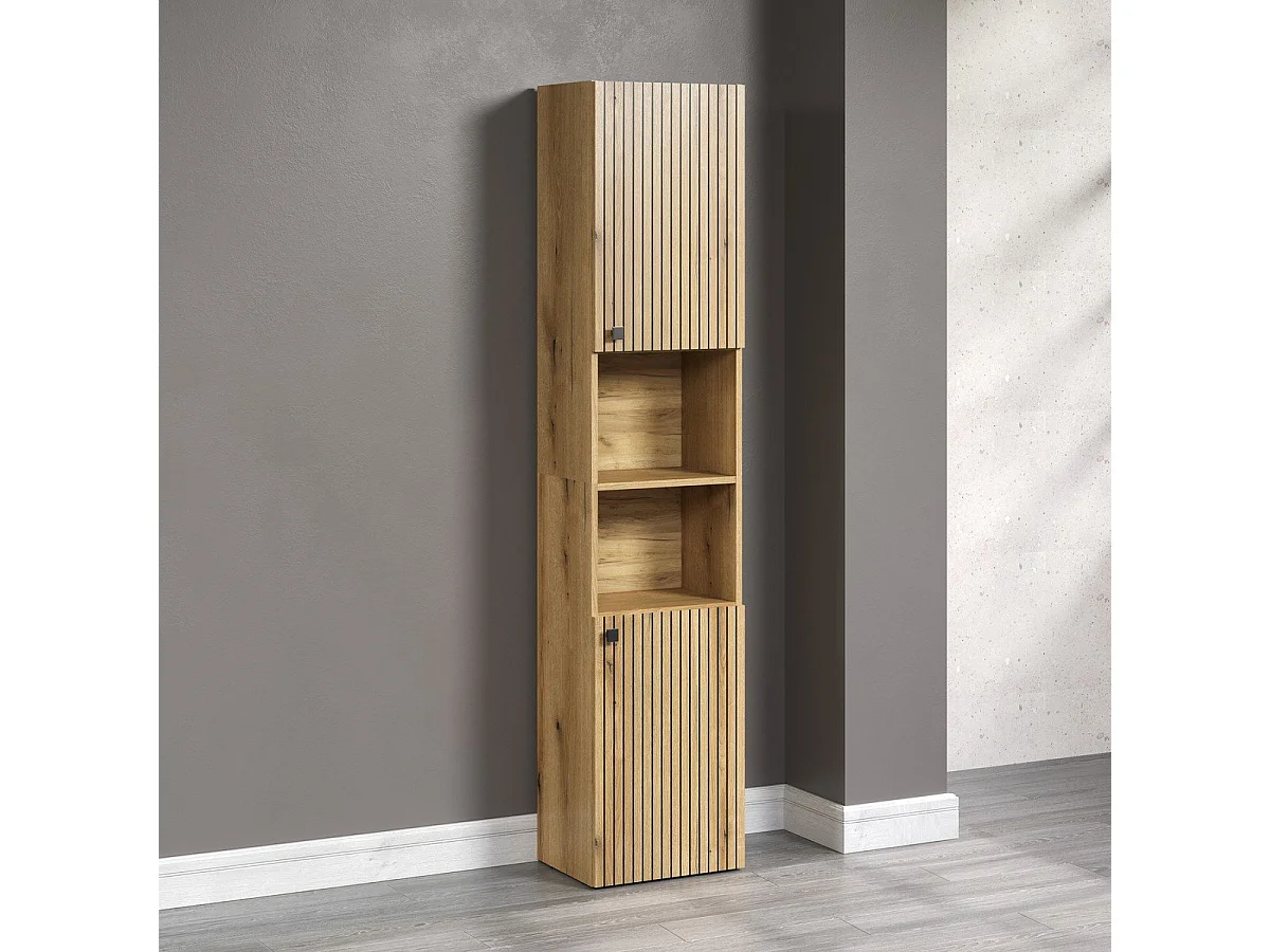 Columna de baño ranurada 2 puertas, 2 nichos H186 cm - PUREBLISS