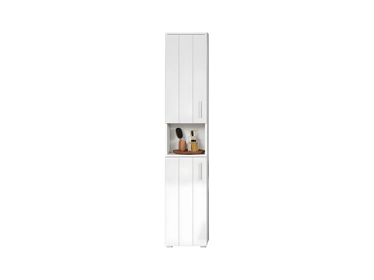 Wons armoire haute pour salle de bain brillant blanc.
