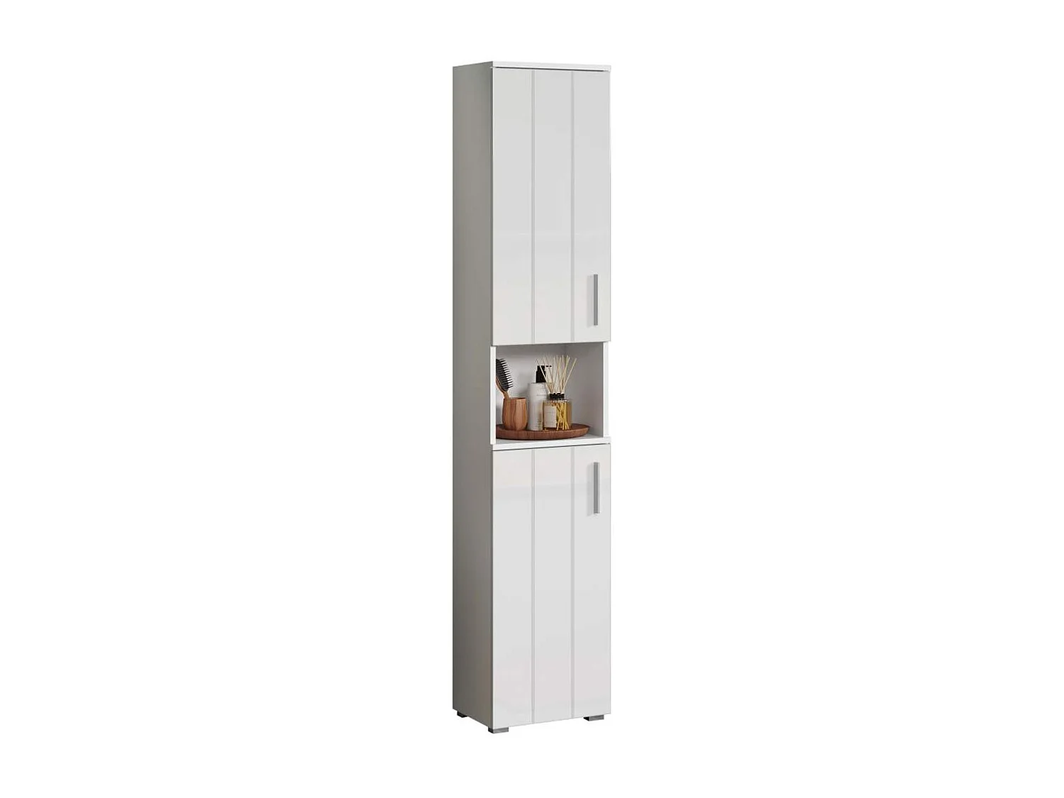 Wons armoire haute pour salle de bain brillant blanc.