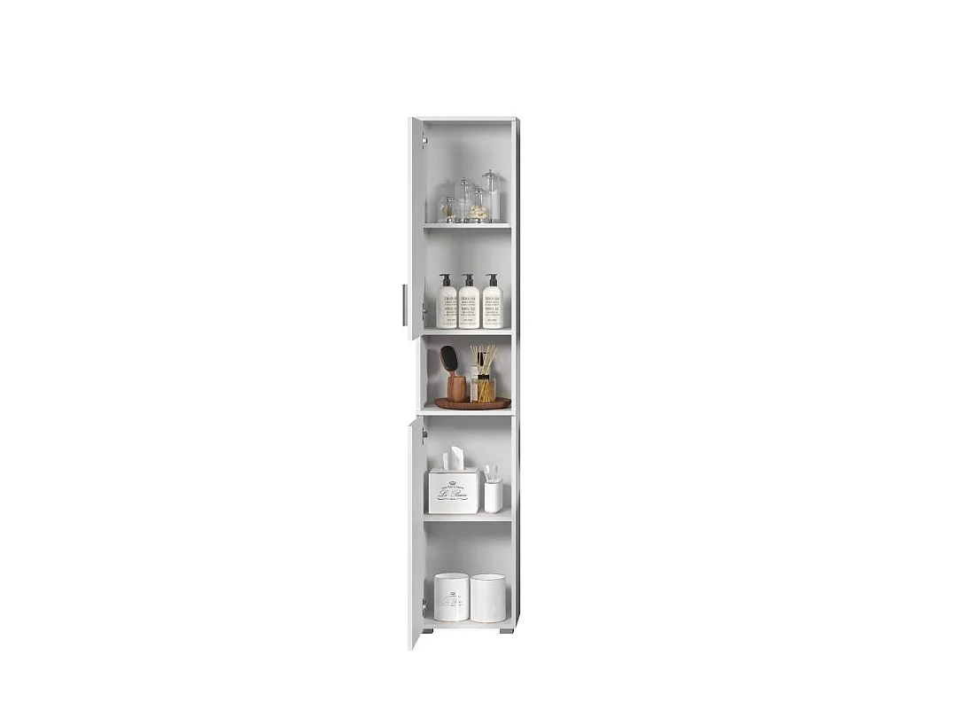 Wons armoire haute pour salle de bain brillant blanc.