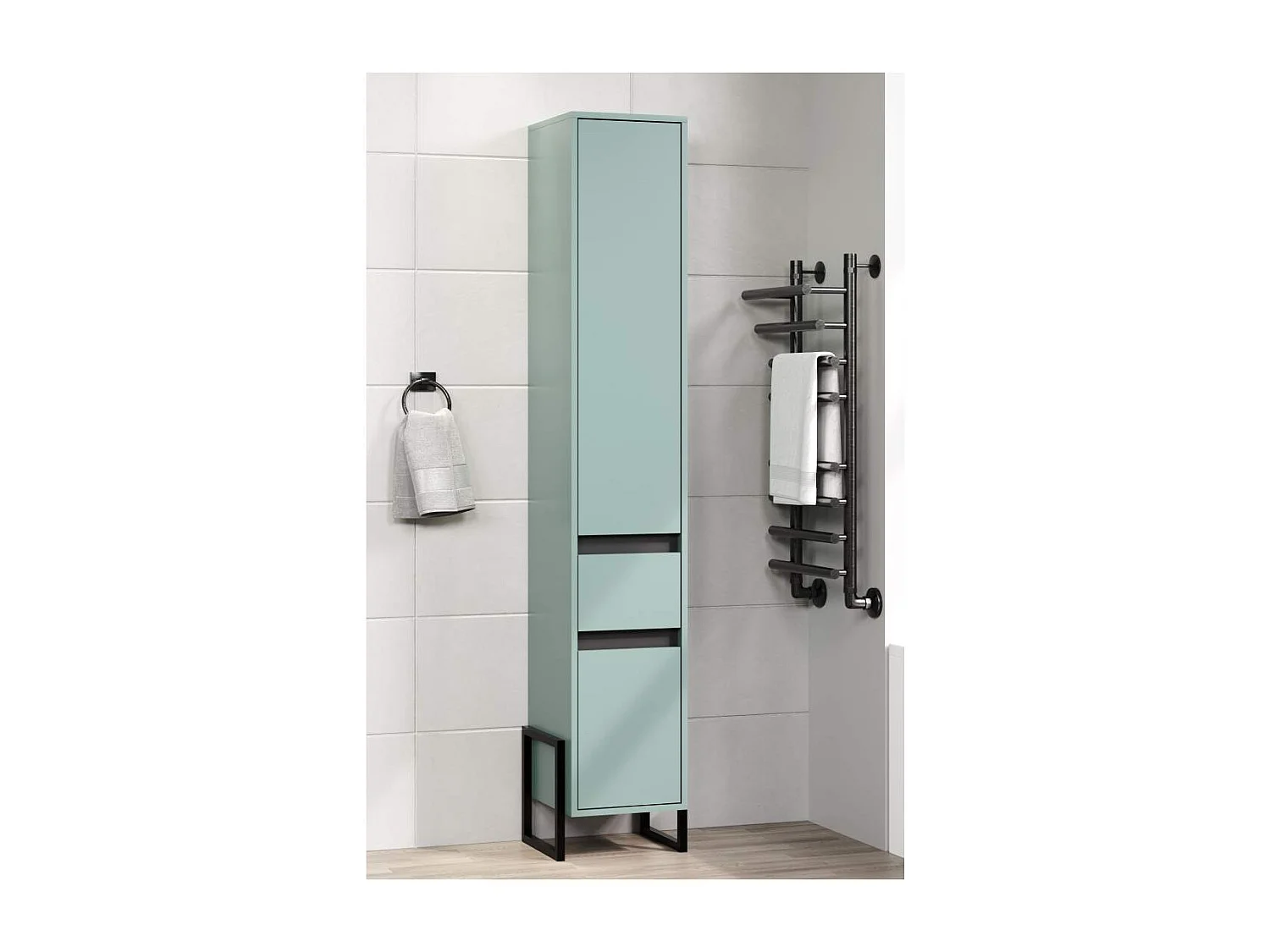 Matix armoire haute pour salle de bain bleu, gris.