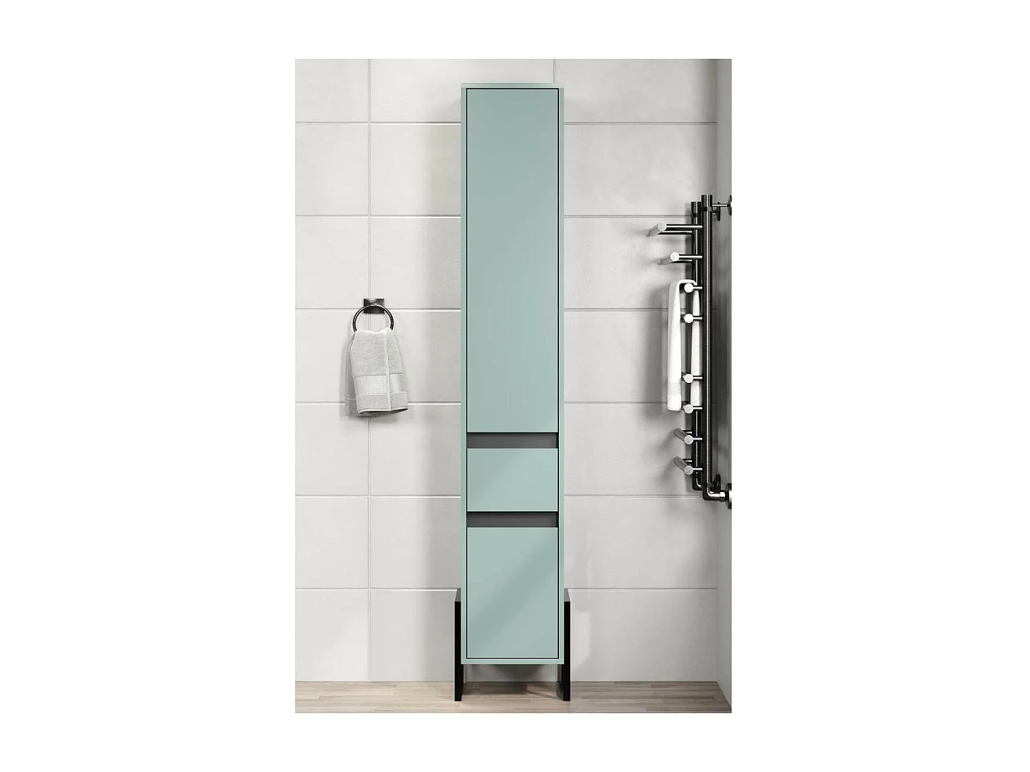 Matix armoire haute pour salle de bain bleu, gris.