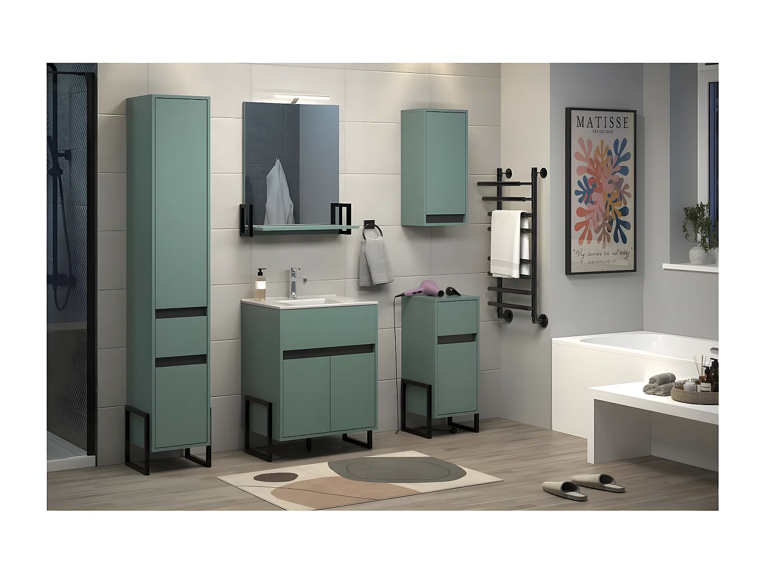 Matix armoire haute pour salle de bain bleu, gris.