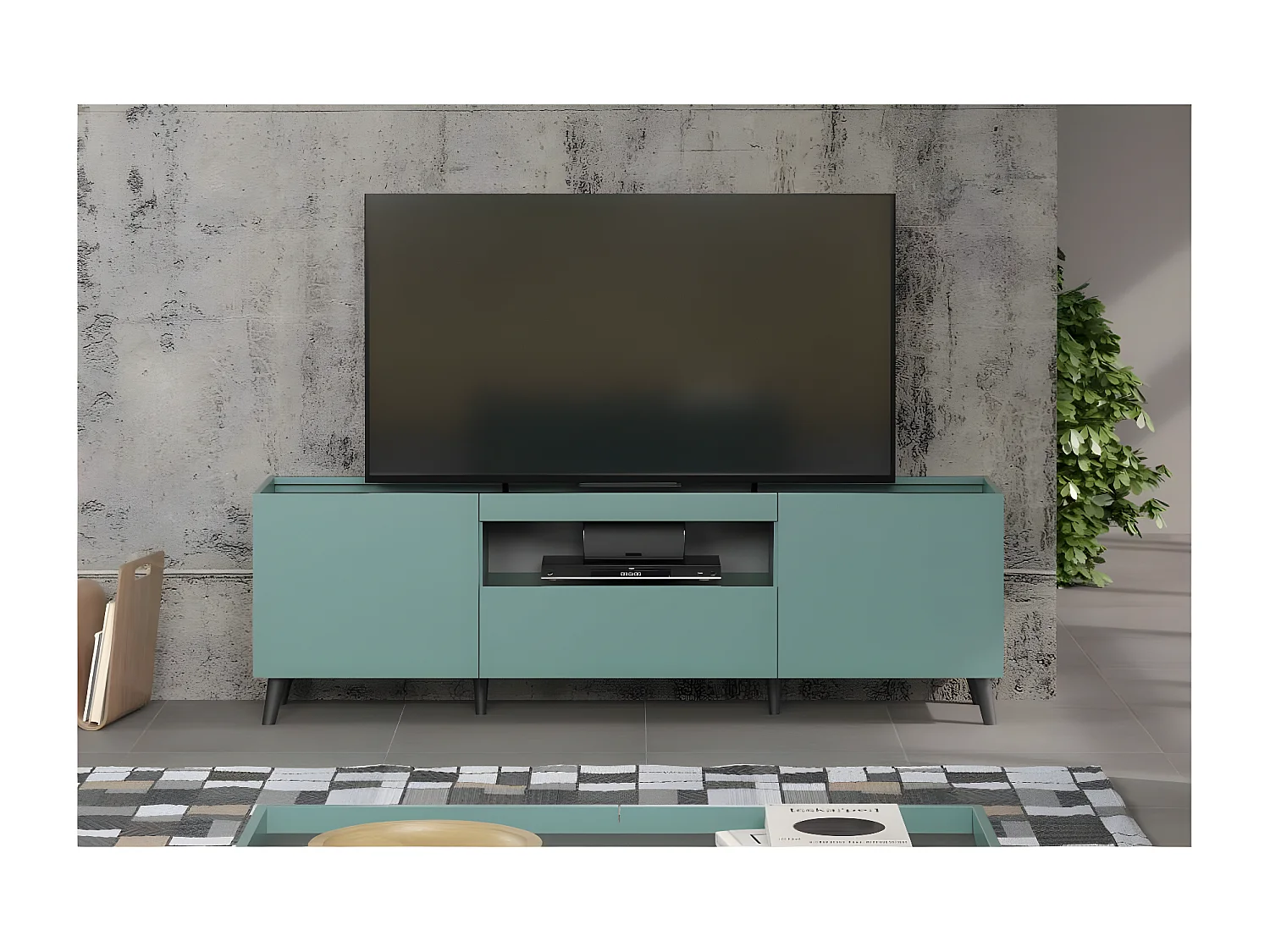 Melton meuble TV bleu, gris.