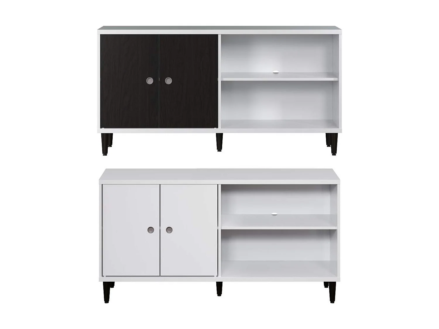 Evolution TV-meubel 2 deuren, 2 planken wit, zwart.