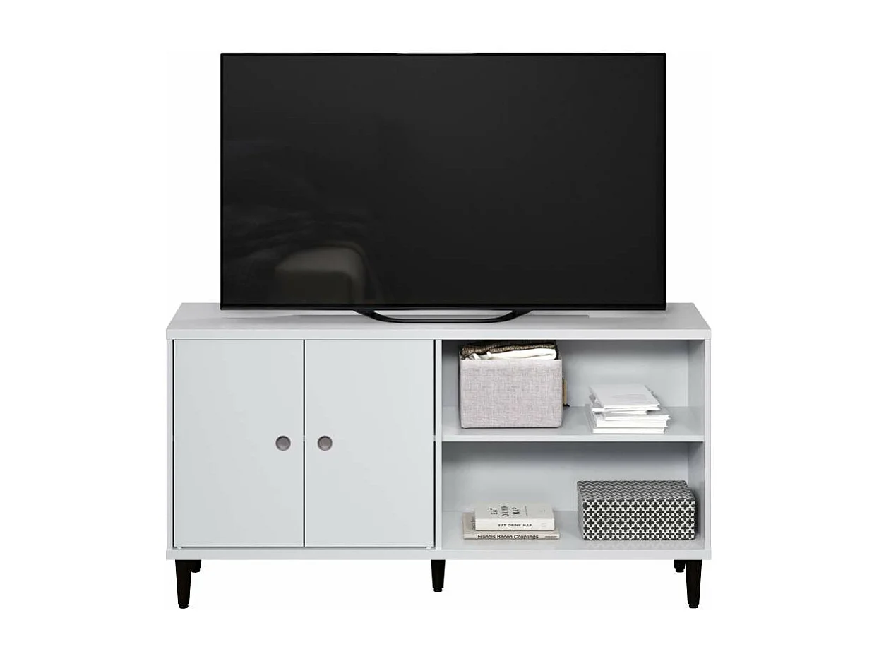 Evolution TV-meubel 2 deuren, 2 planken wit, zwart.