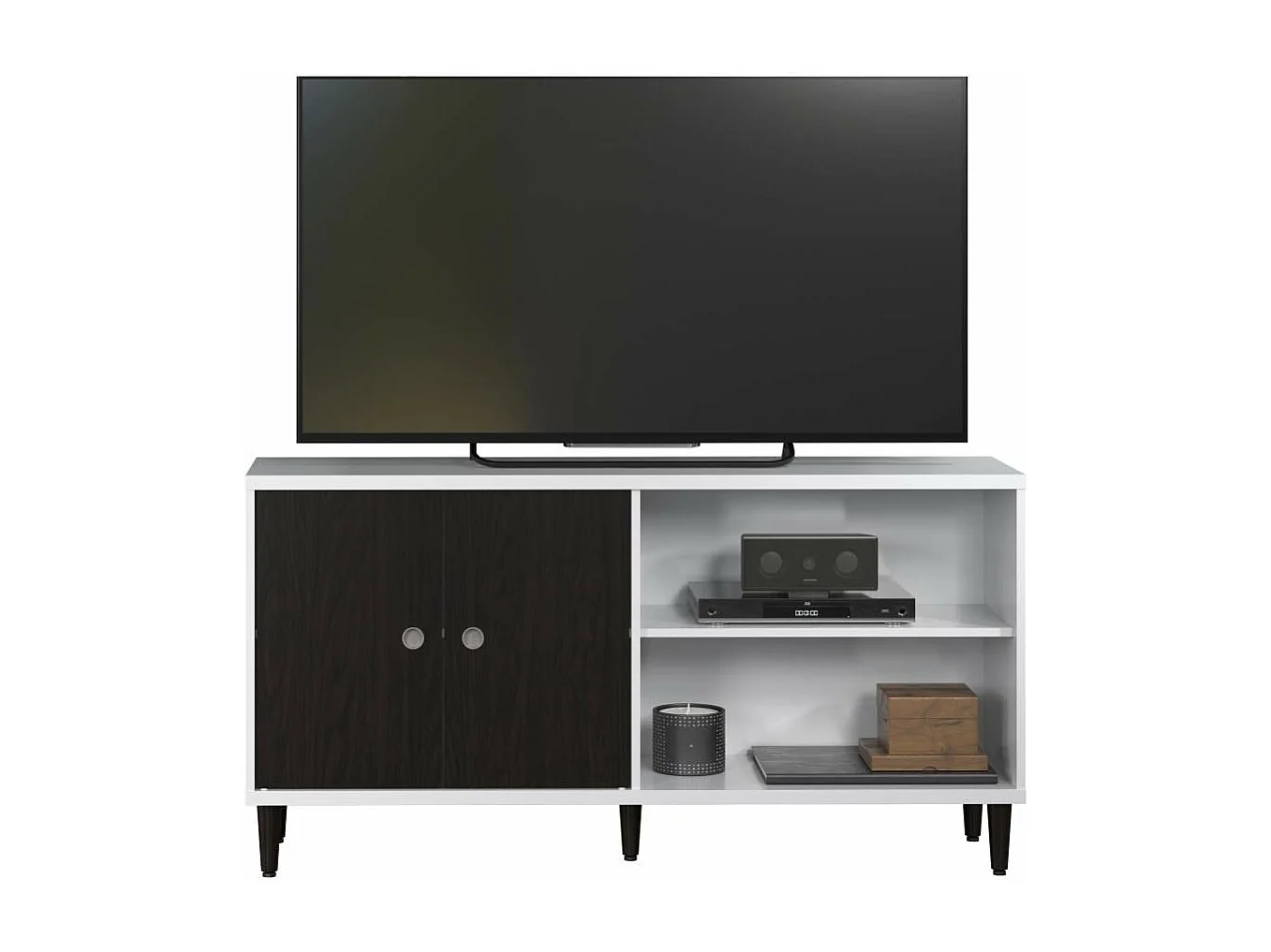 Evolution TV-meubel 2 deuren, 2 planken wit, zwart.