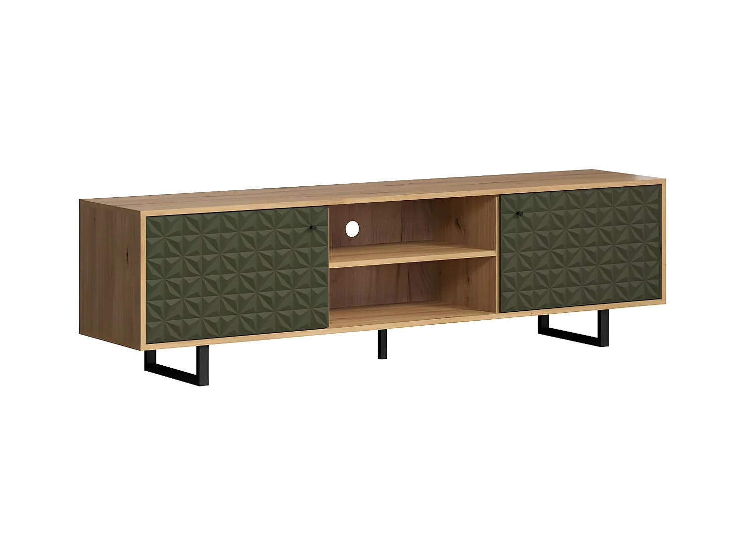 Sentra TV-meubel groen, eik decor.