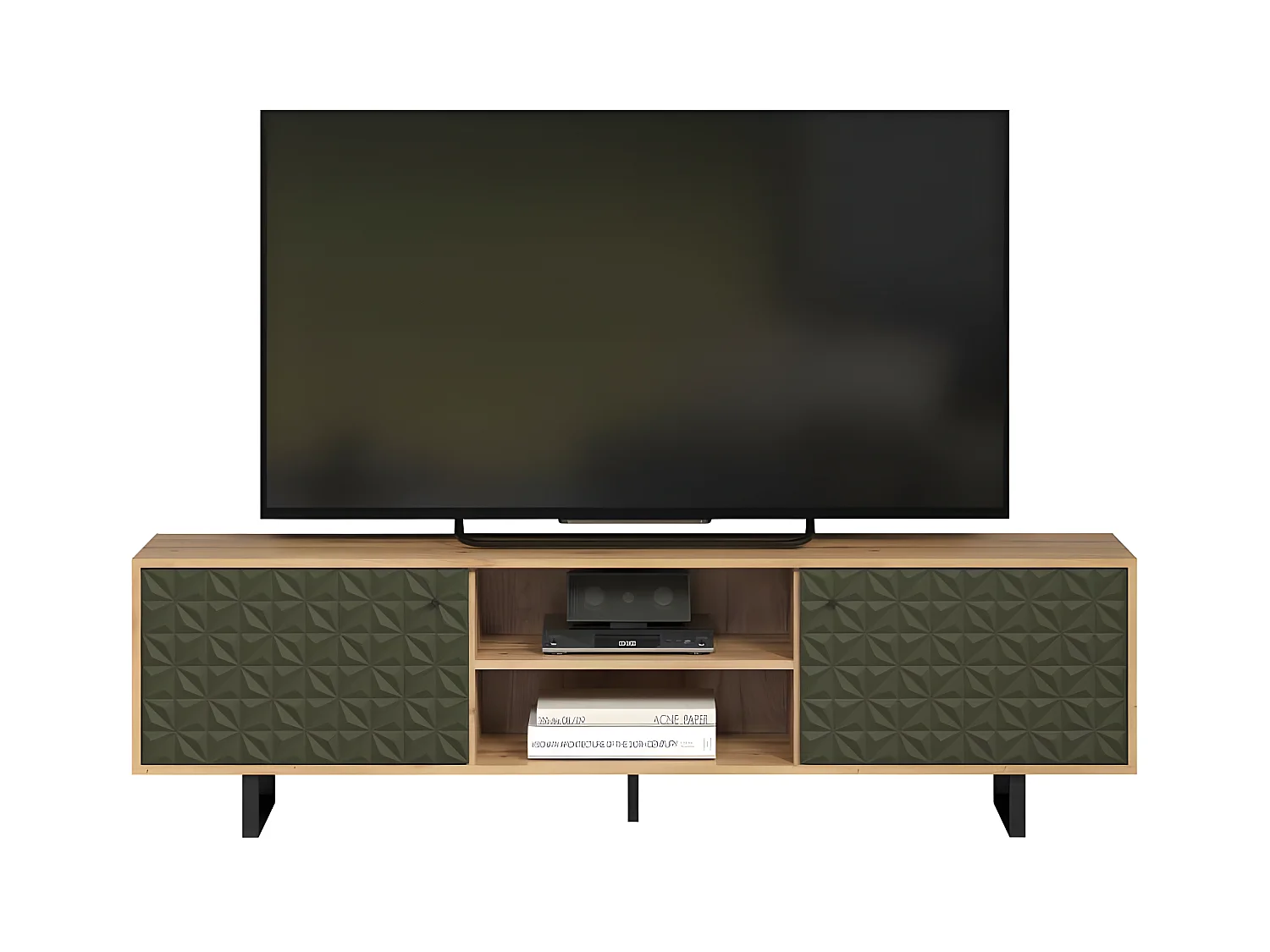 Sentra TV-meubel groen, eik decor.