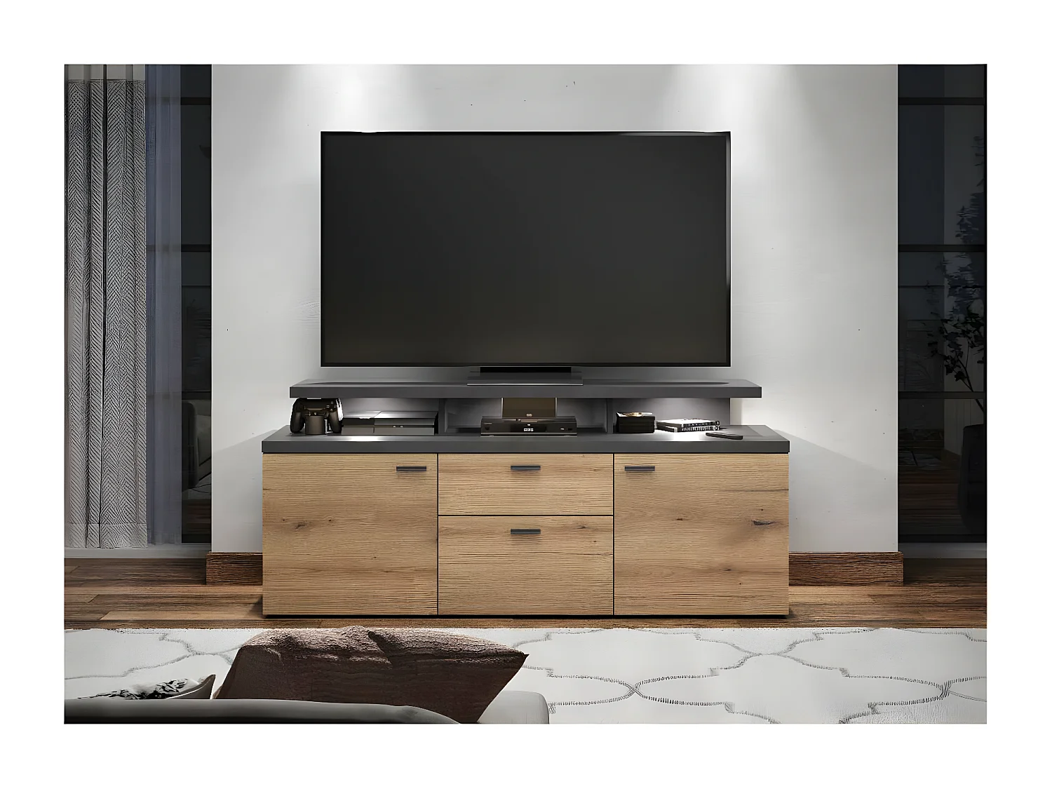 MoodMedia meuble tV chêne décor.