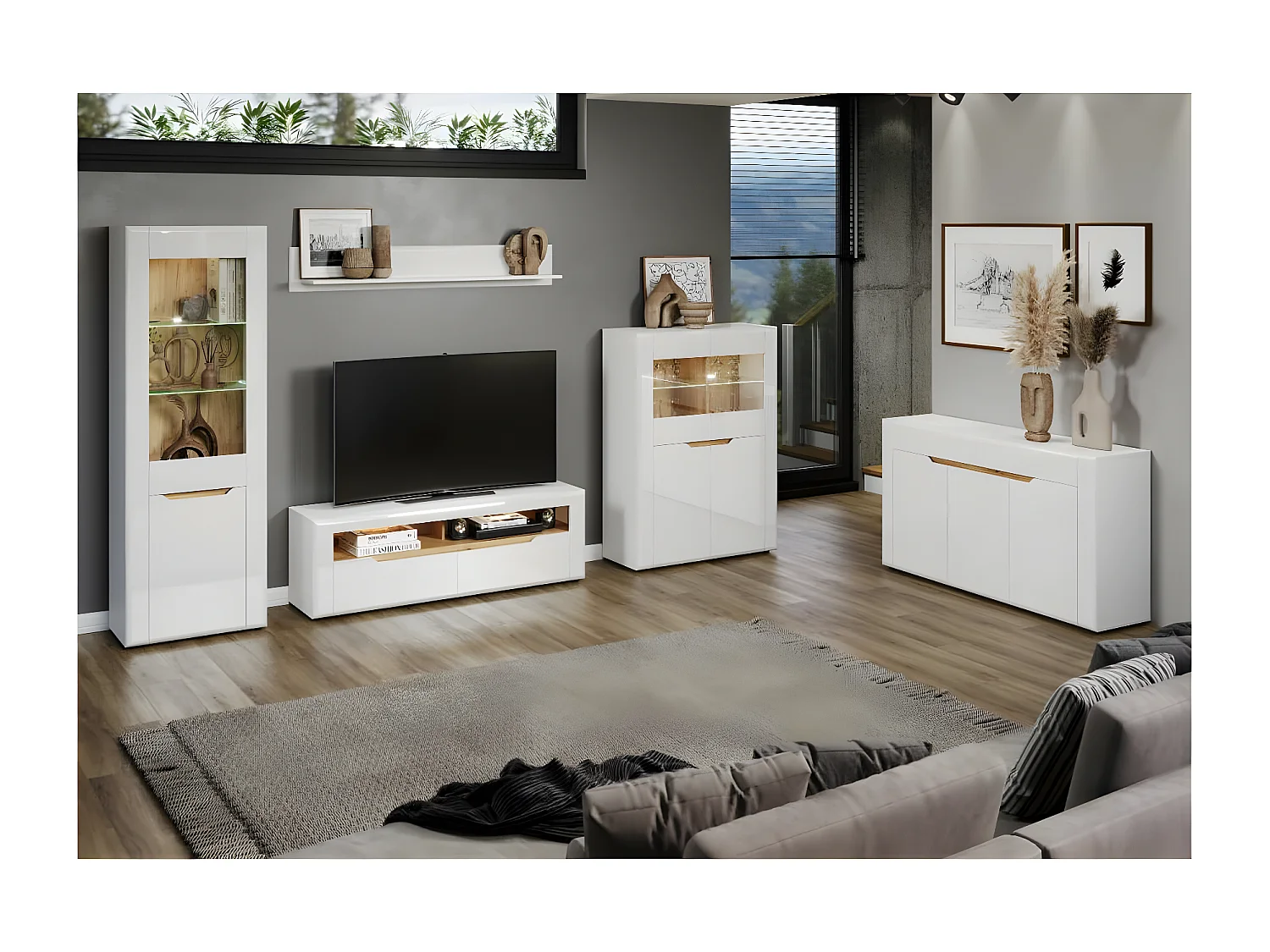 Marlon meuble TV brillant blanc.