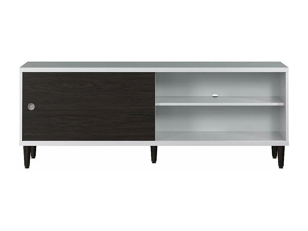 Evolution meuble TV 1 porte, 2 étagères blanc, noir.