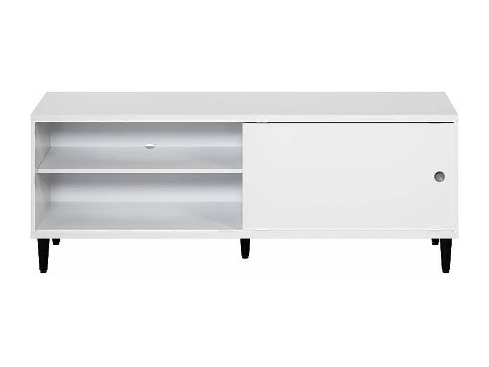 Evolution meuble TV 1 porte, 2 étagères blanc, noir.