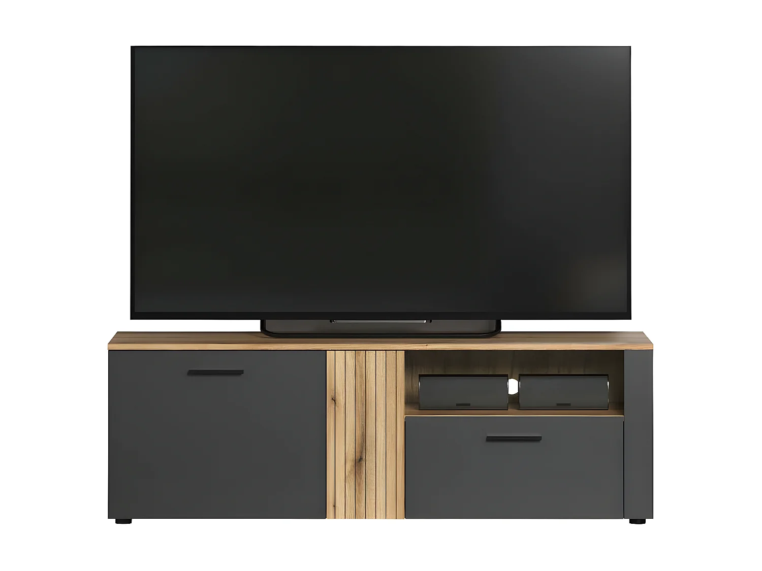 Esteban TV-meubel grijs, eik decor.