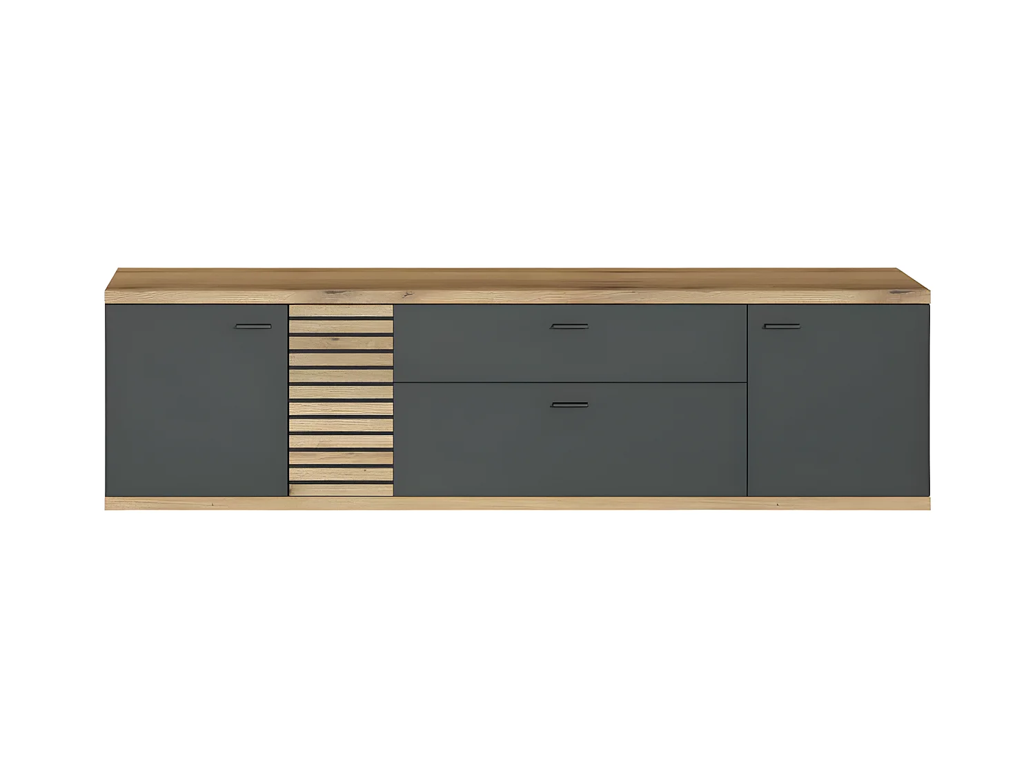 Norris meuble TV gris, chêne décor.