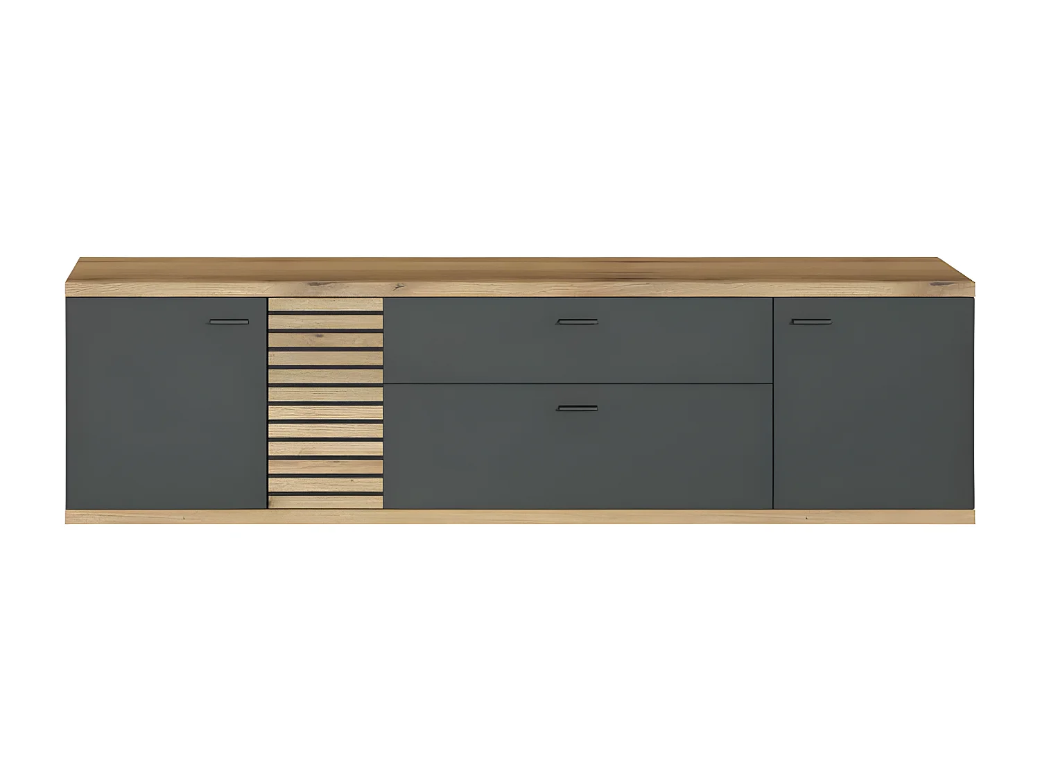 Norris meuble TV gris, chêne décor.