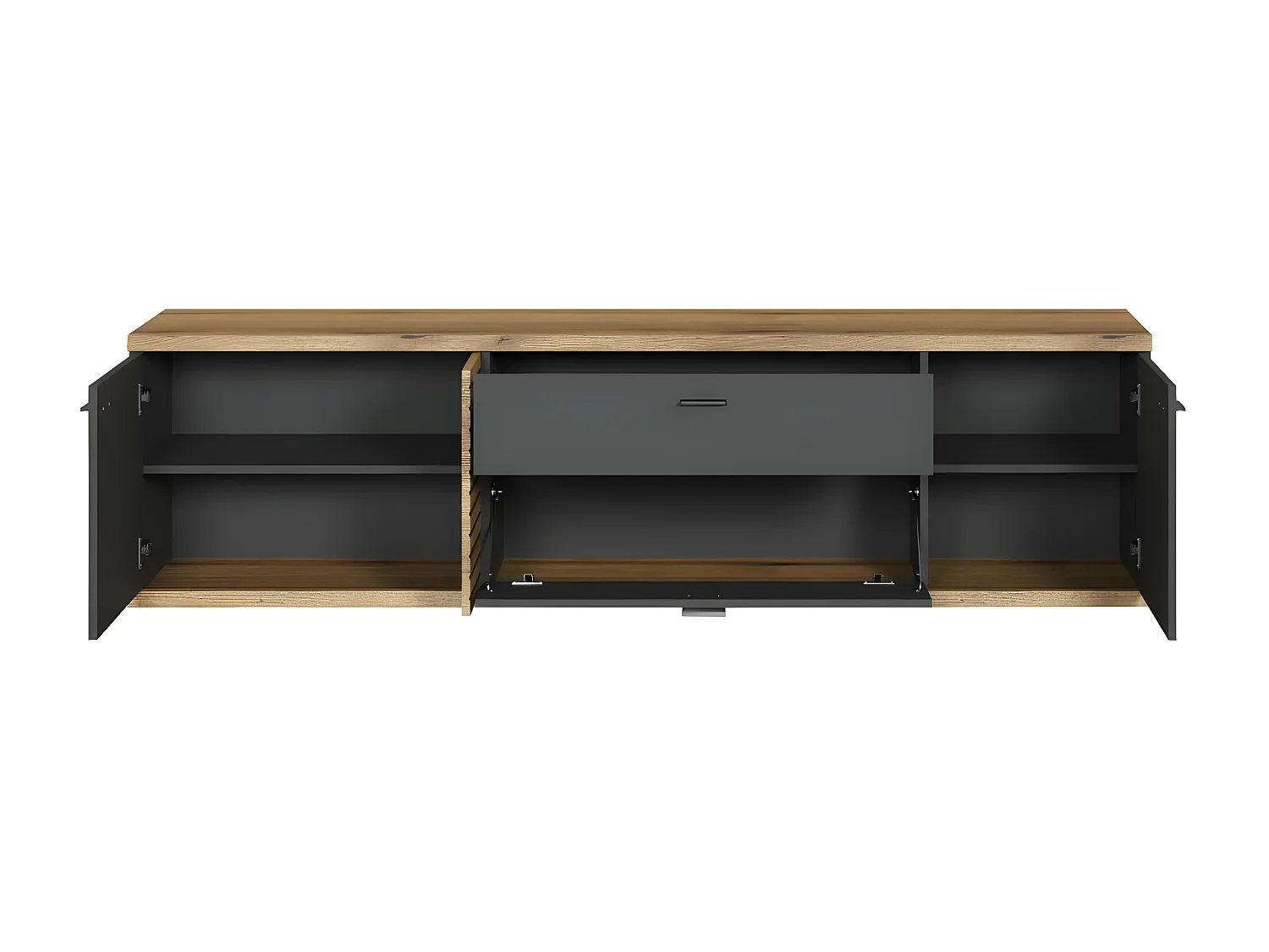 Norris meuble TV gris, chêne décor.