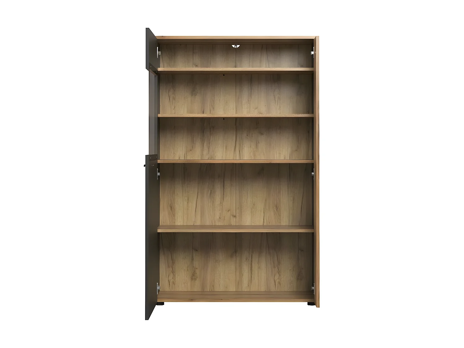 Esteban vitrinekast grijs, eik decor.