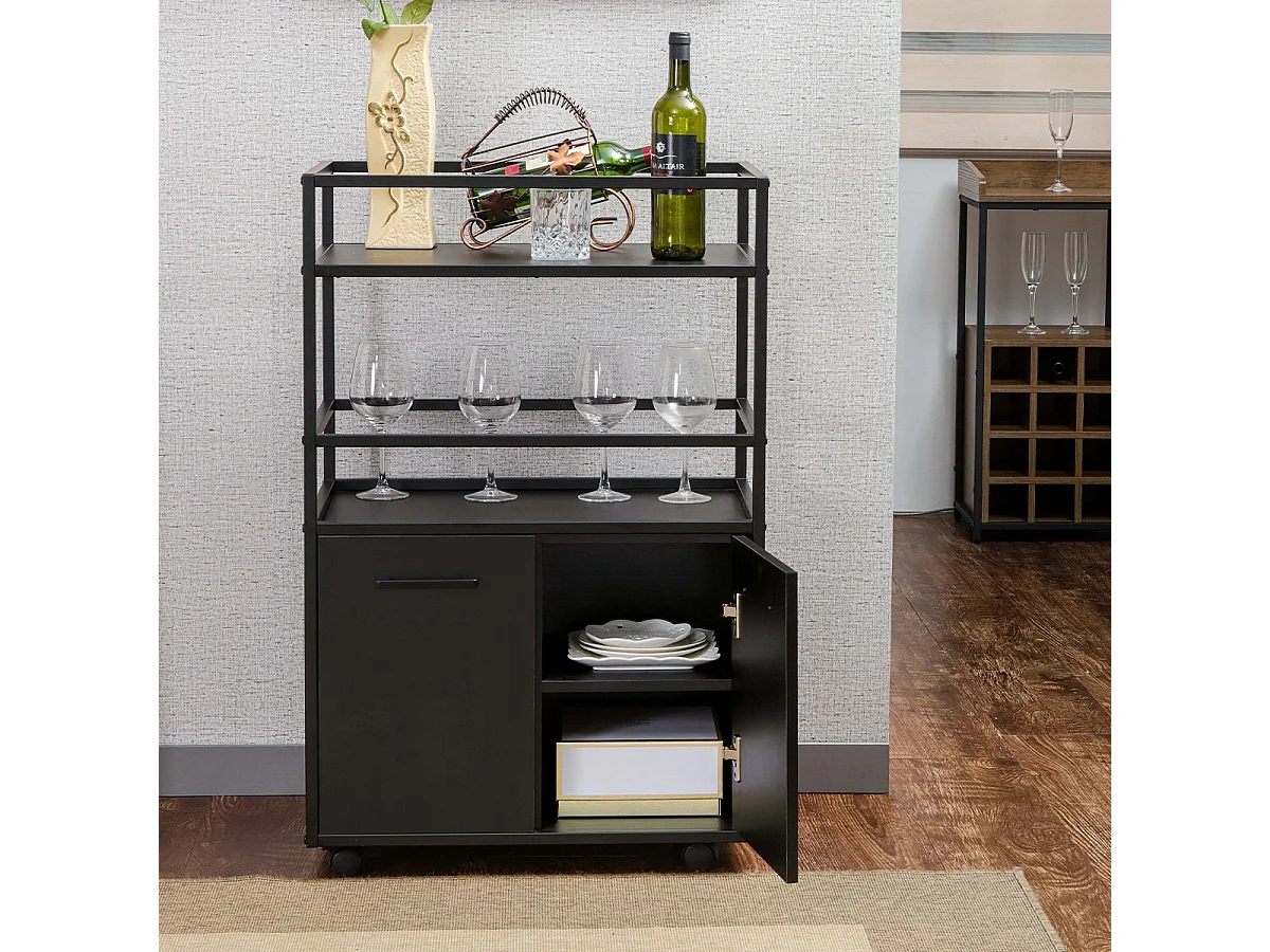 Credenza su ruote con 2 ante, 2 ripiani e 4 ruote L60 cm - MOSAIK