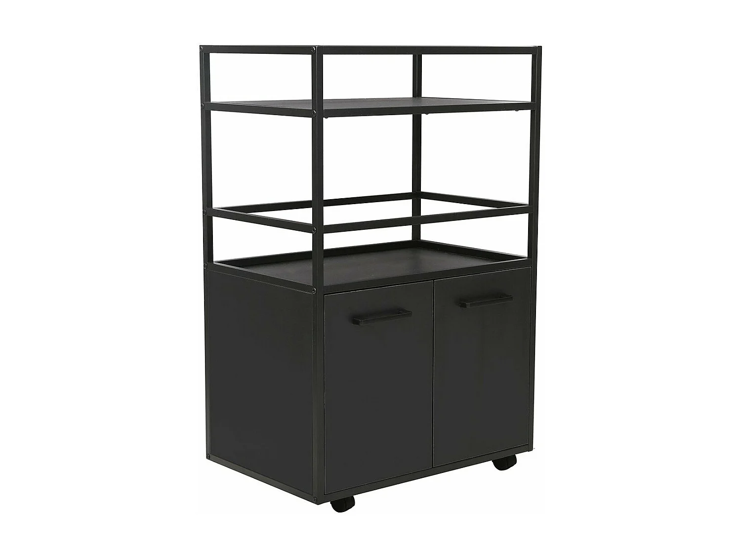 Buffet sur roulettes 2 portes, 2 plateaux et 4 roulettes L60 cm - MOSAIK