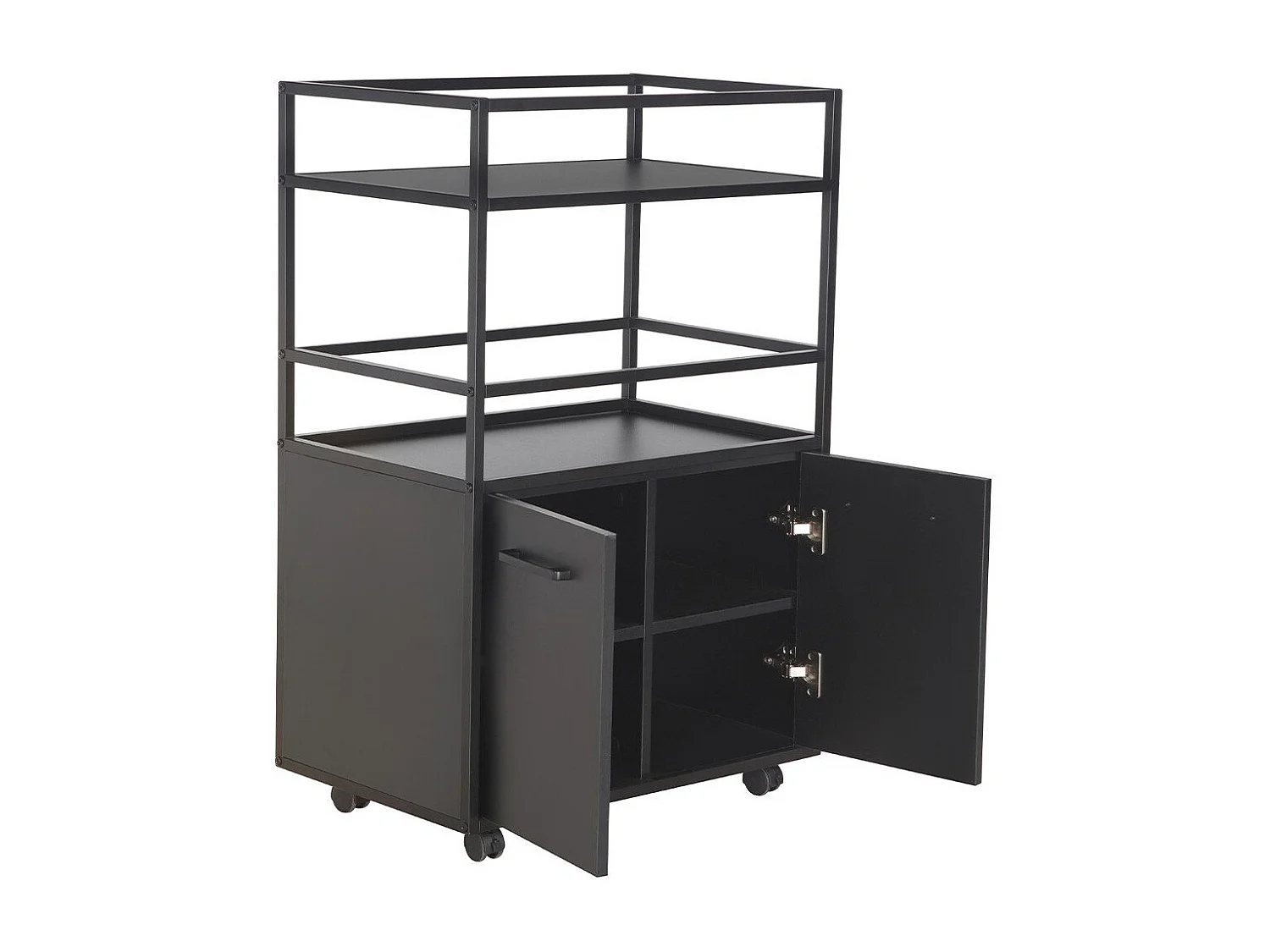 Buffet sur roulettes 2 portes, 2 plateaux et 4 roulettes L60 cm - MOSAIK