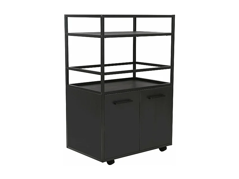 Buffet sur roulettes 2 portes, 2 plateaux et 4 roulettes L60 cm - MOSAIK