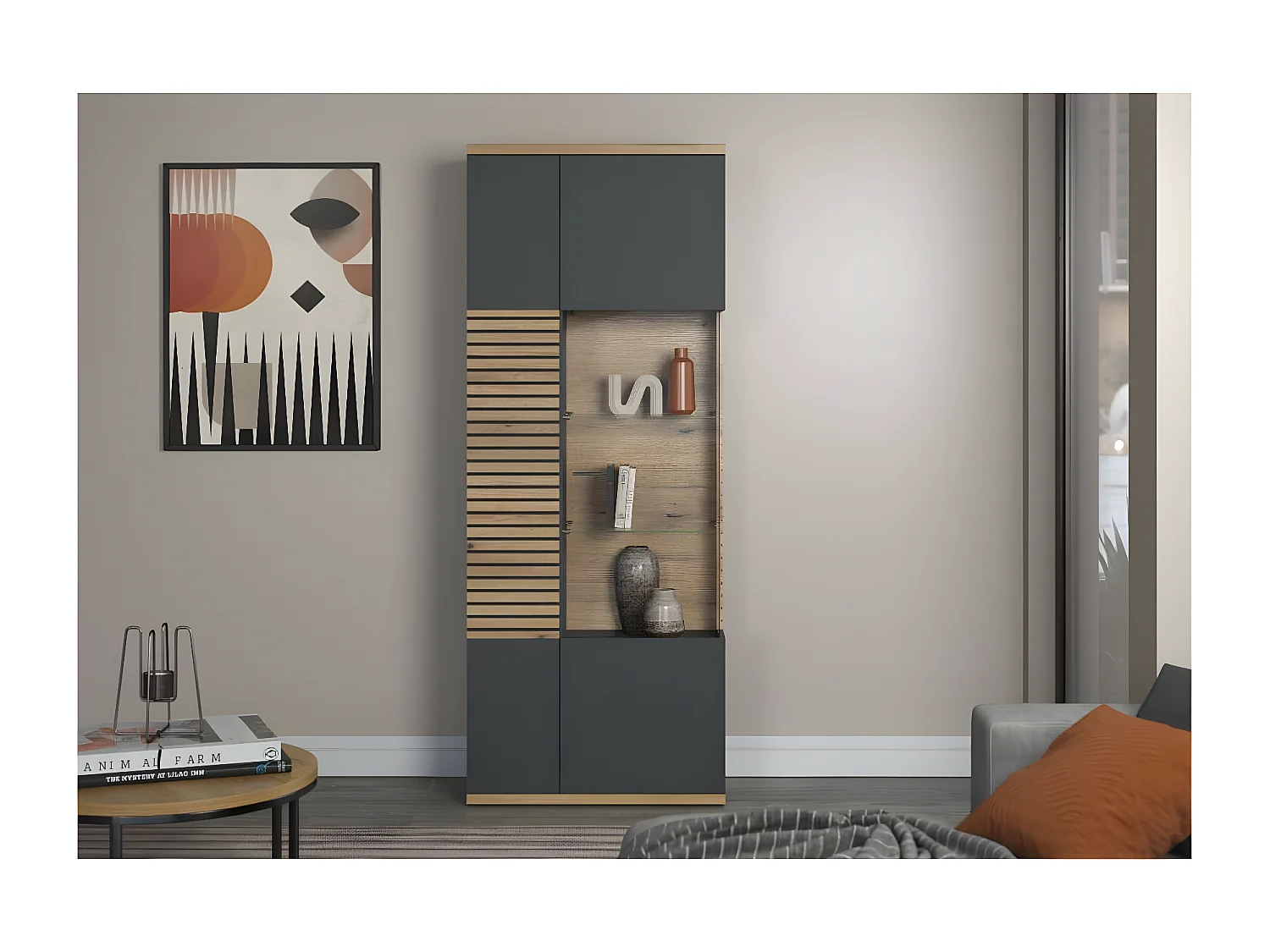 Norris citrine gris, chêne décor.