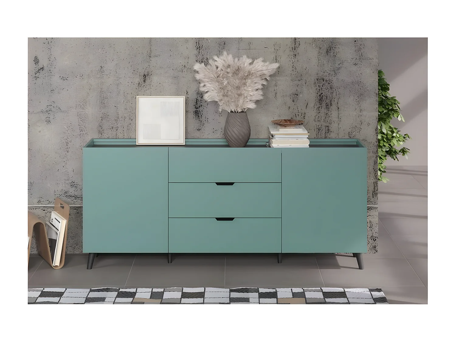 Melton buffet bleu, noir.