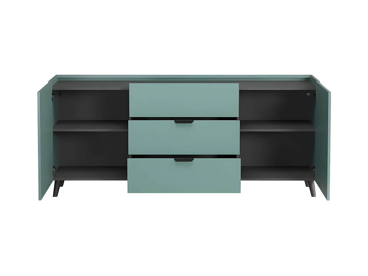 Melton dressoir blauw, zwart.