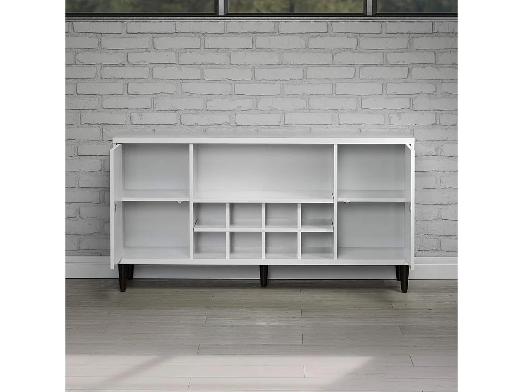 Evolution dressoir 2 deuren, 1 plank, 8 flessen wijn wit, zwart.