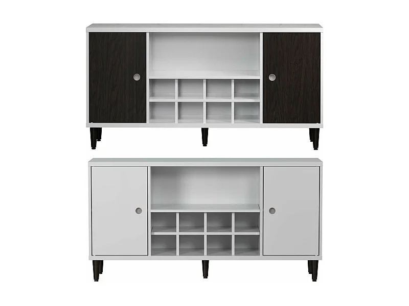 Evolution dressoir 2 deuren, 1 plank, 8 flessen wijn wit, zwart.
