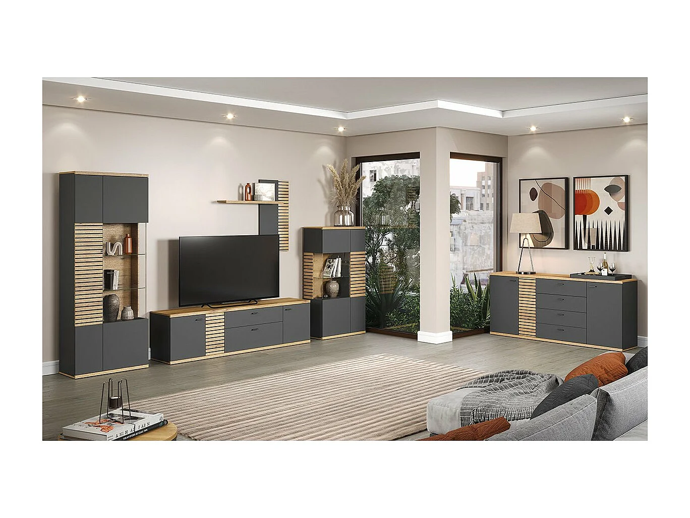 Buffet 3 portes et 3 tiroirs L186 cm - NORRIS