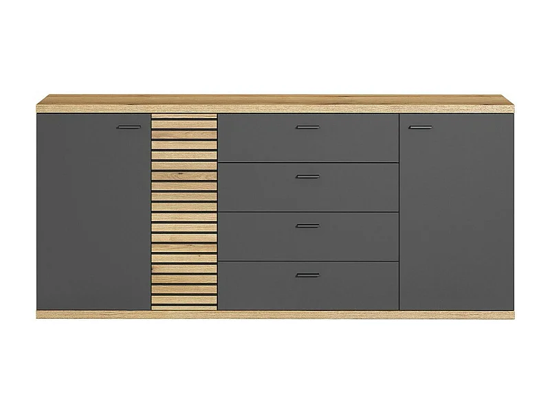 Norris dressoir grijs, eik decor.