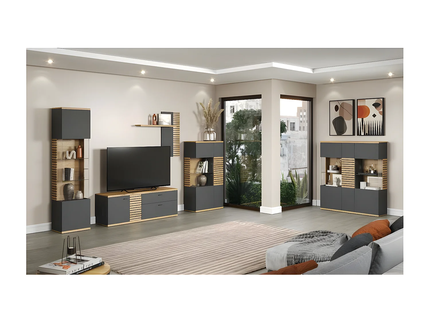 Norris citrine gris, chêne décor.