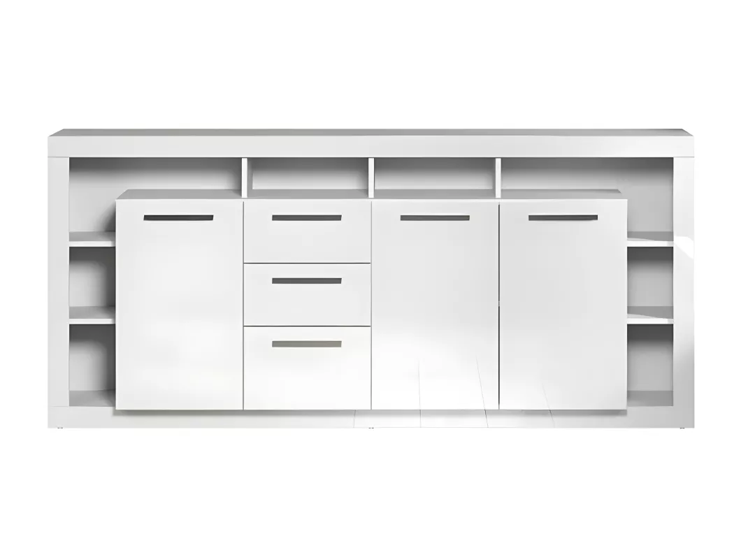 Kauf Unique GwendolynRock Sideboard 3 Türen, 3 Schubladen, Regale weiß Hochglanz