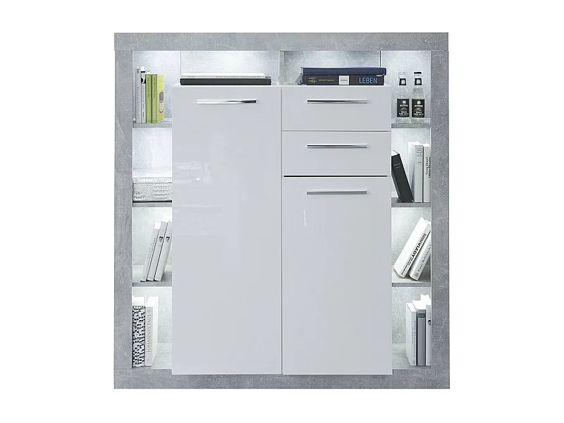 Buffet haut 2 portes, 2 tiroirs et 8 niches L121 cm - GWENDOLYN